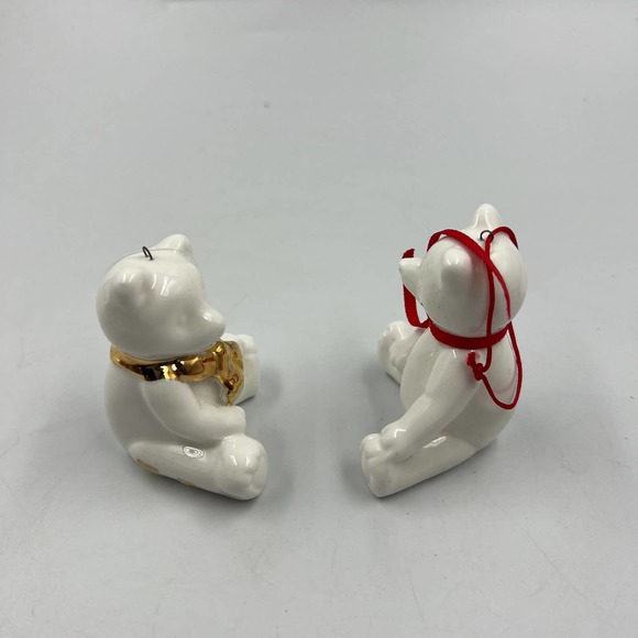 Department 56 Vintage Teddy Bear Ornaments Christmas Solid White Fine China 2 - Picture 2 of 8